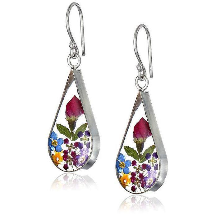Veile Studios Pressed Flower Teardrop Earrings