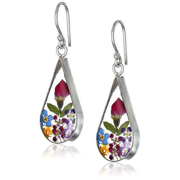 Veile Studios Pressed Flower Teardrop Earrings