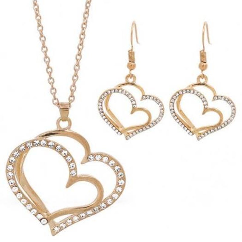 Princess Bride Bridesmaid Romantic Wedding Creative Necklace Earring Set Fashion Gold