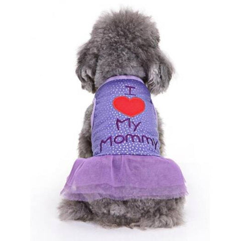 Princess Skirt Pet Dog Clothes Tee Costume Purple Xs