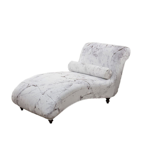 Printed Armless Chaise Lounge Cover With Pillowcase Stretch Protective Furniture Slipcover