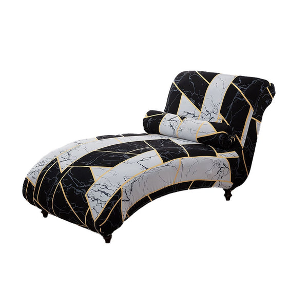 Printed Armless Chaise Lounge Cover With Pillowcase Stretch Slipcovers
