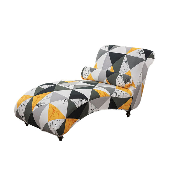 Printed Armless Chaise Lounge Cover With Pillowcase Stretch Slipcovers