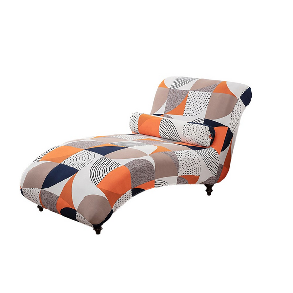 Printed Armless Chaise Lounge Cover With Pillowcase Stretch Slipcovers