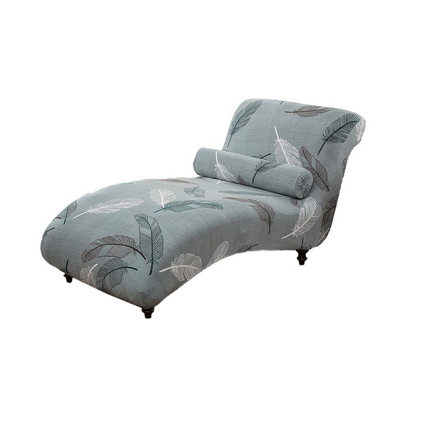 Printed Armless Chaise Lounge Cover With Pillowcase Stretch Protective Furniture Slipcover