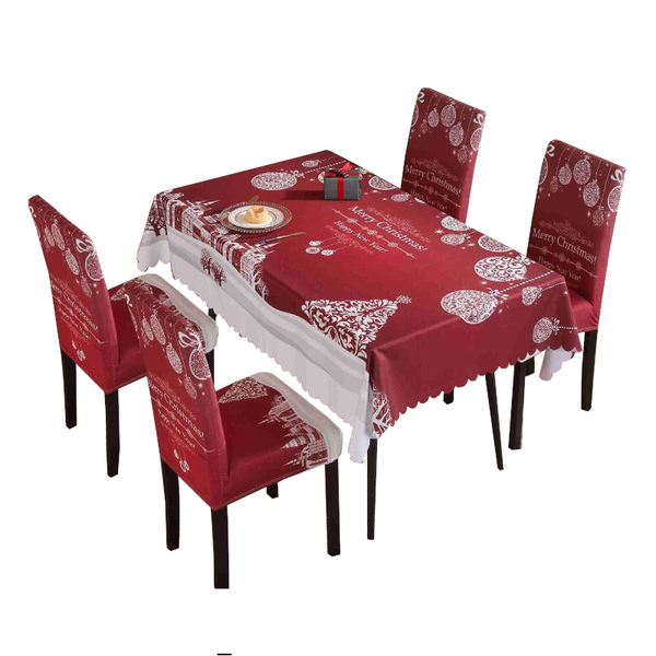 Printed Festive Christmas Table Cloths Chair Covers Party Decorations Seasonal Decorations