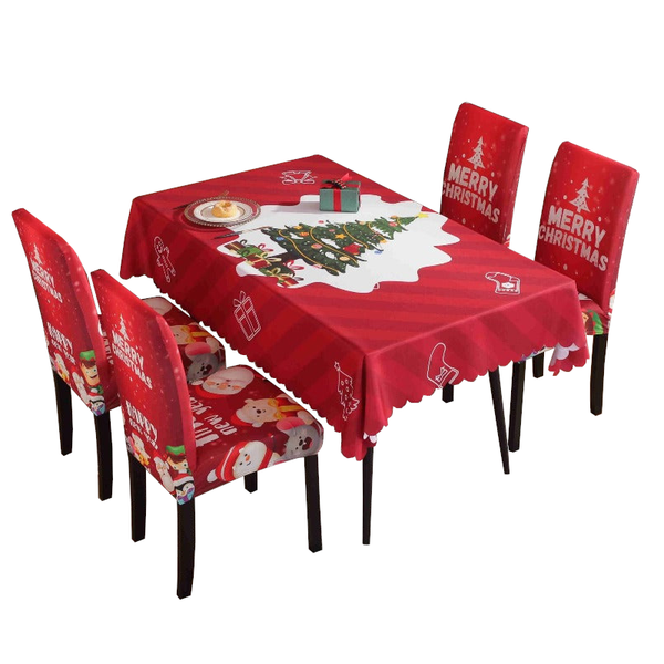 Printed Festive Christmas Table Cloths Chair Covers Party Decorations Seasonal Decorations