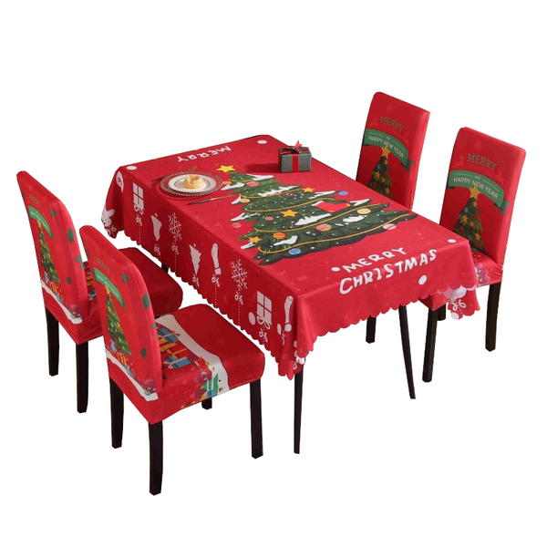 Printed Festive Christmas Table Cloths Chair Covers Party Decorations Seasonal Decorations