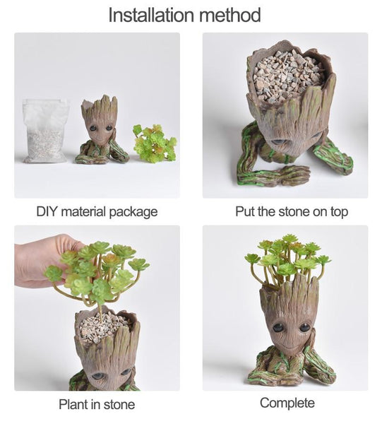 Mini Flower Pot Groot Flowerpot Planter Cute Tree Man Pen Holder Baskets Pots Window Boxes