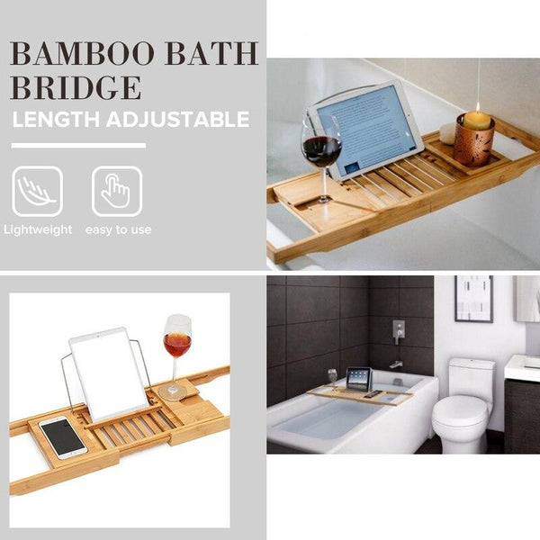 Luxury Bamboo Bath Shelf Bathtub Tray Caddy Bathroom Accessories