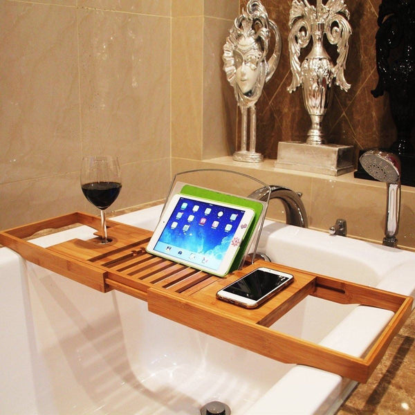 Luxury Bamboo Bath Shelf Bathtub Tray Caddy Bathroom Accessories