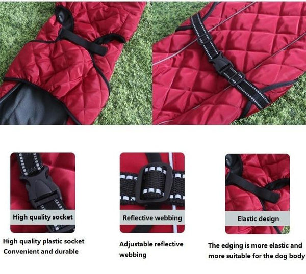Warm Fleece Large Pet Dog Jacket With Reflective Strip Dog Clothing & Shoes