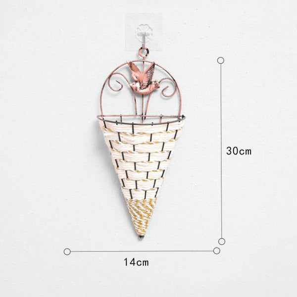 Baskets Pots Window Boxes Natural Wicker Flower Basket Wall Hanging Pot Planter Rattan Vase Home Decor