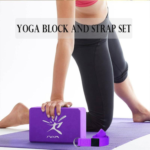 2Pcs Foam Yoga Block Plus Strap Home Exercise Fitness Workout