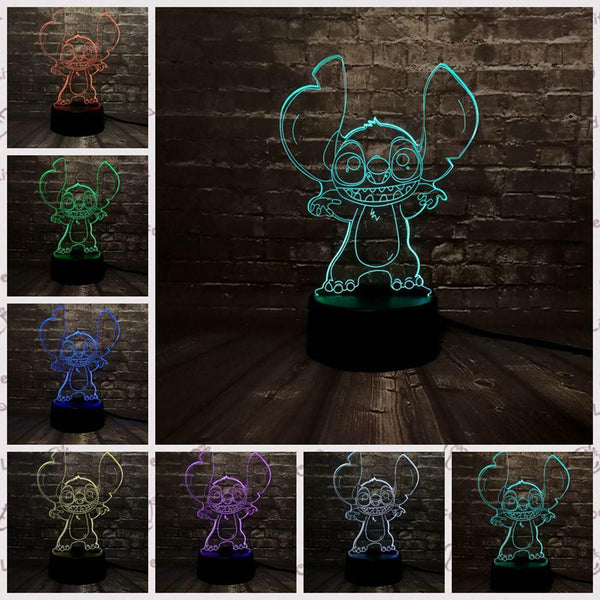 3D Lamp Lilo Stitch Led Night Light 7 Colour Changing Lamps