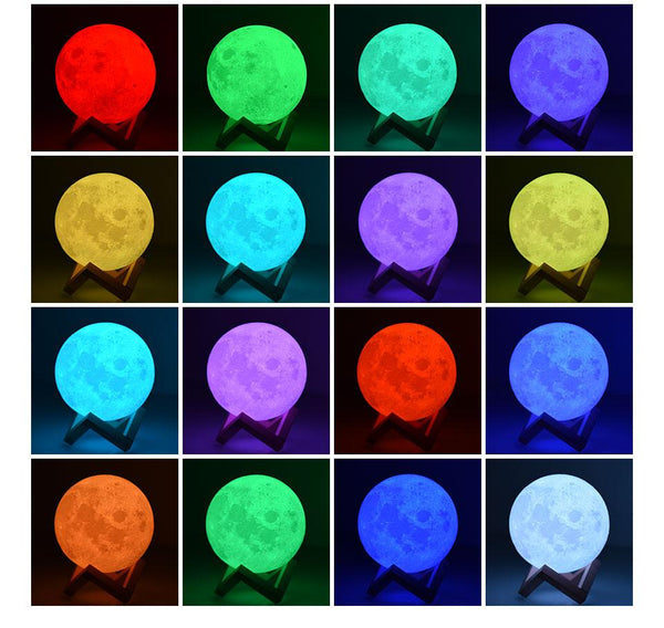 3D Rechargeable Moon Night Light Remote Led Lamp Lamps
