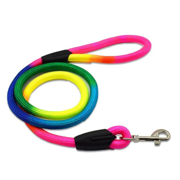 Durable Nylon Rainbow 1.2M Dog Leash Pet Walking Equipment Leads & Head Collars