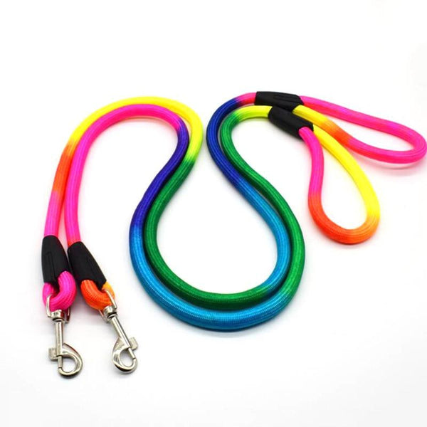 Durable Nylon Rainbow 1.2M Dog Leash Pet Walking Equipment Leads & Head Collars