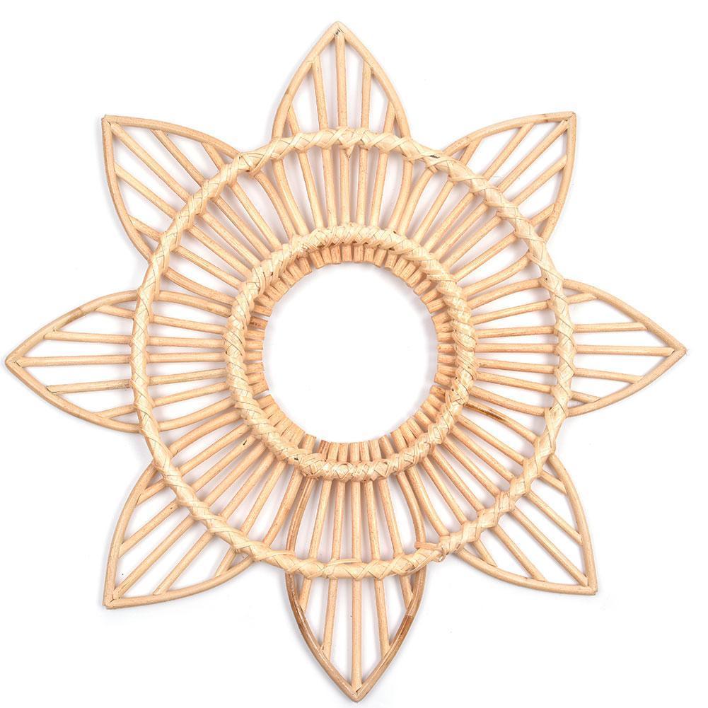 Boho Sunflower Floral Rattan Decor Wall Art