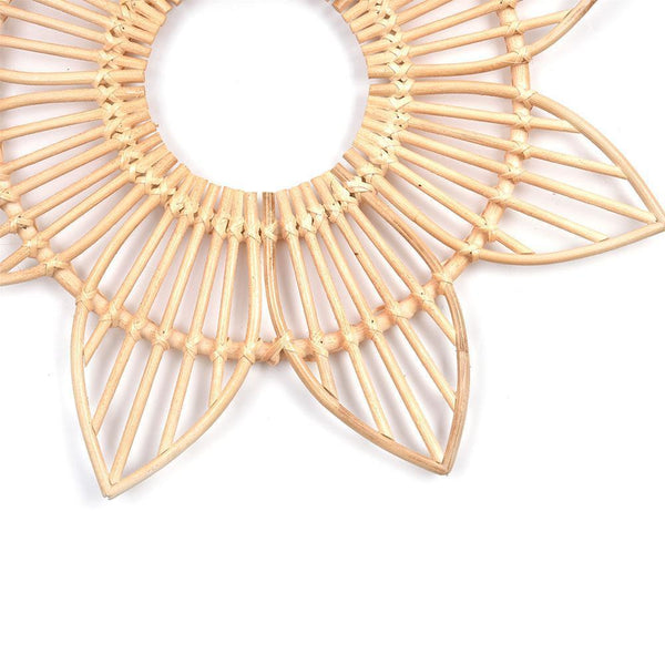 Boho Sunflower Floral Rattan Decor Wall Art