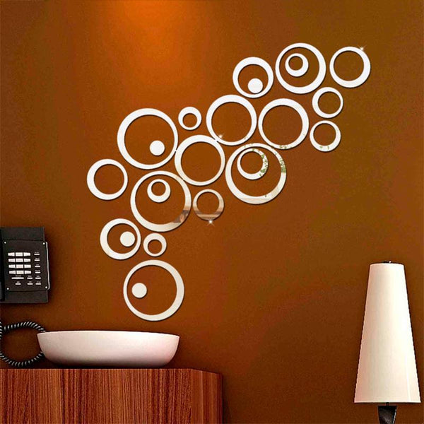24Pcs Little Circles Removable Mirror Decor Wall Stickers