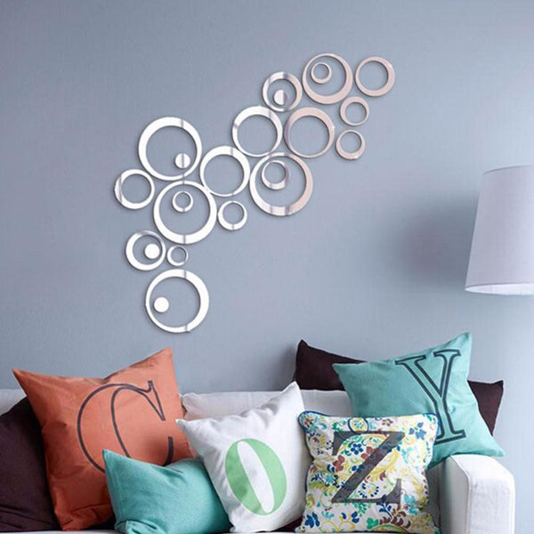 24Pcs Little Circles Removable Mirror Decor Wall Stickers