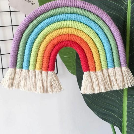 Macrame Rainbow Wall Hanging Decor Kids Wall Stickers