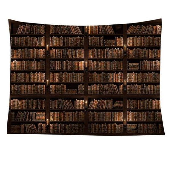 Retro Library Bookshelf Wall Tapestry Cozy Bedroom Lounge Room Home Decor
