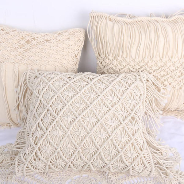 Hand Woven Macrame Pillow Covers Boho Home Decor