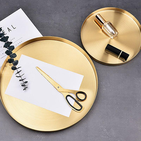 Stainless Steel Golden Tray Storage Home Decor