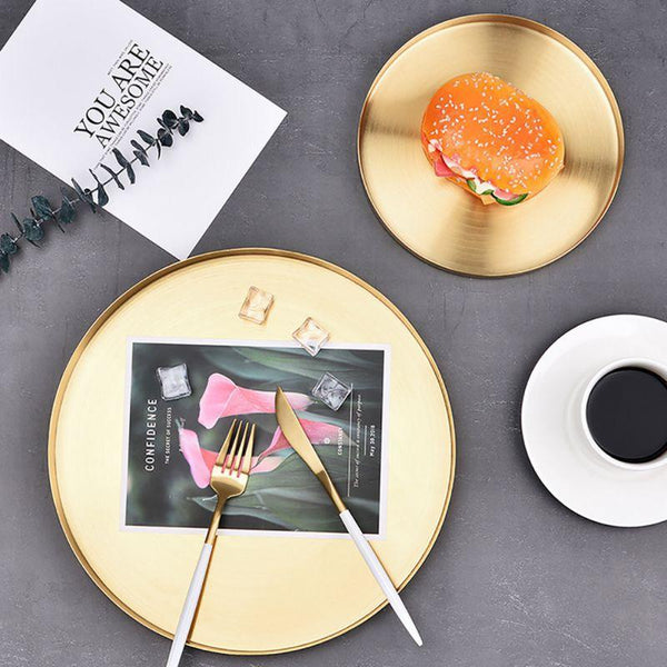 Stainless Steel Golden Tray Storage Decor Trays