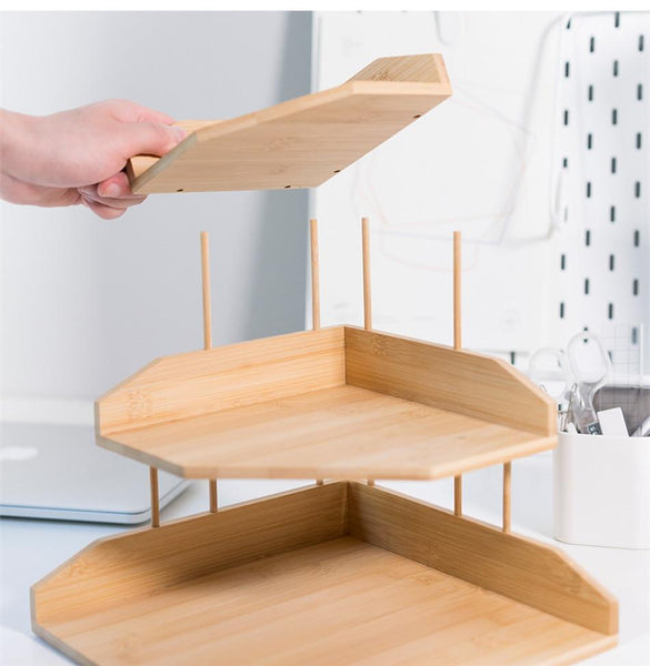Bamboo Multi Layer Corner Storage Desk Organizer Rack Racks & Holders