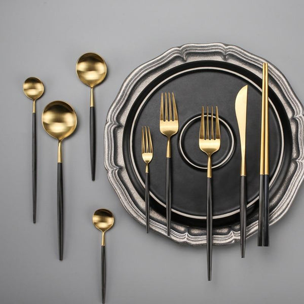Gold Dipped Elegant Cutlery Flatware Cutlery Sets
