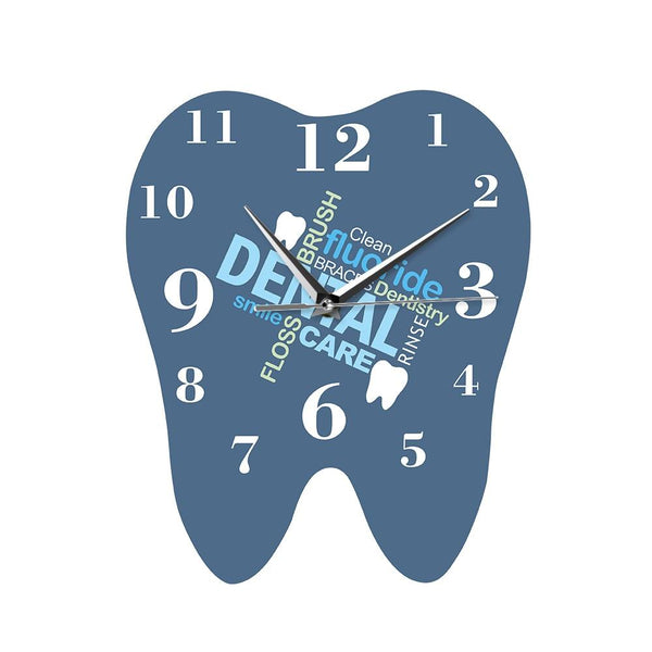 Tooth Shaped Dentist Word Art Wall Clock Decor Wall Clocks
