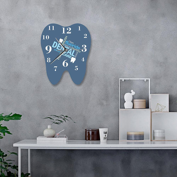 Tooth Shaped Dentist Word Art Wall Clock Decor Wall Clocks