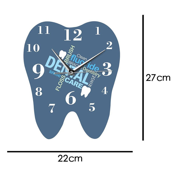 Tooth Shaped Dentist Word Art Wall Clock Decor Wall Clocks