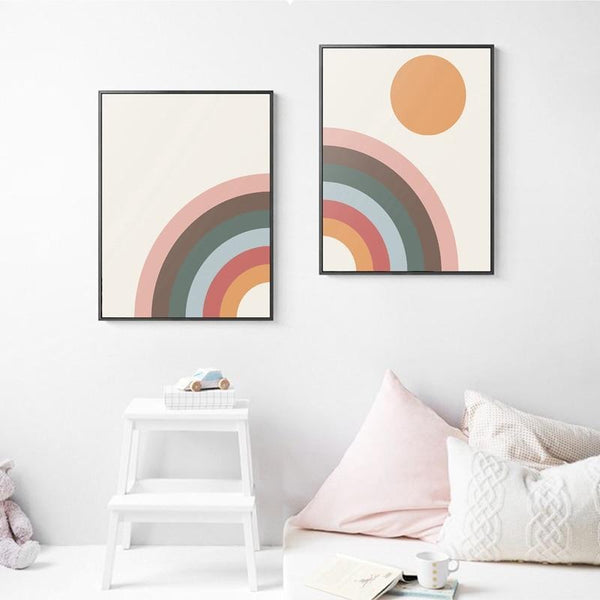 Sunny Rainbows Cartoon Trendy Poster Nursery Canvas Painting Prints Wall Art Posters & Prints