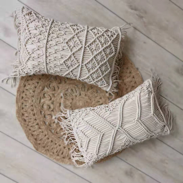Macrame Fringe Pillow Cushion Cover Boho Decor Cushions & Decorative Pillows