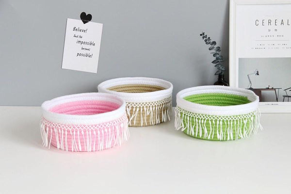Nordic Cotton Rope Tassel Storage Baskets Boho Home Decor