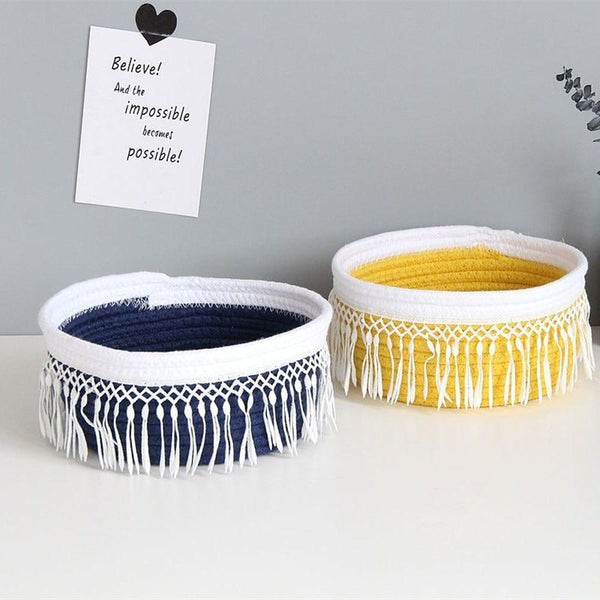 Nordic Cotton Rope Tassel Storage Baskets Boho Home Decor