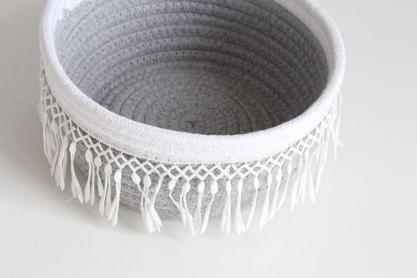 Nordic Cotton Rope Tassel Storage Baskets Boho Decor Storage Bins & Baskets