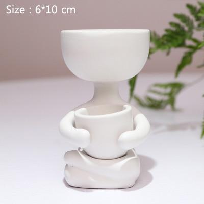 White Or Black Nordic Humanoid Ceramic Flower Pot Indoor Mini Plant Baskets Pots Window Boxes