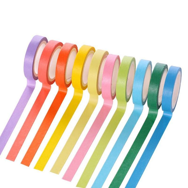 10Pcs / Box Rainbow Solid Color Masking Tape Washi Craft Supplies Craft Tape