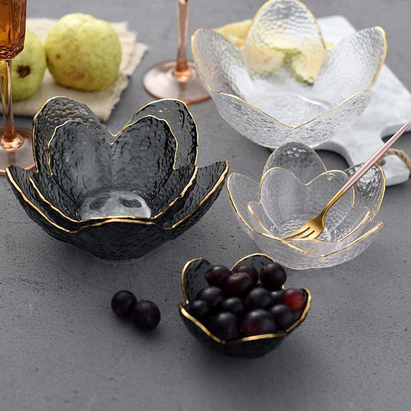 Flower Design Glass Bowls Fruit Decor Decorative Plates & Bowls