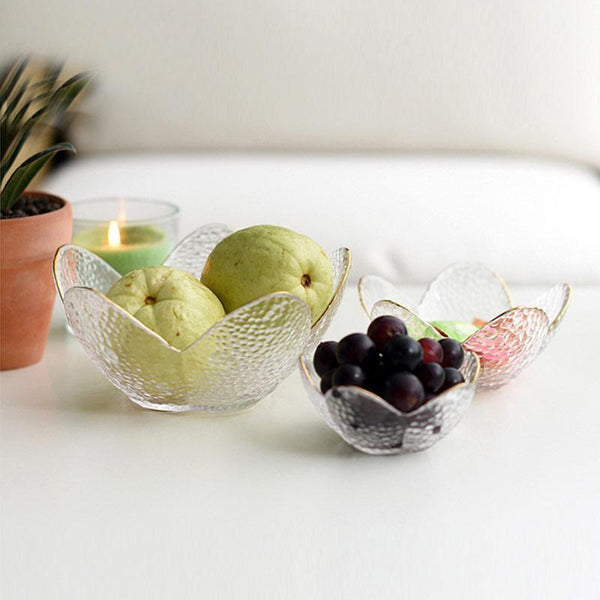 Flower Design Glass Bowls Fruit Decor Decorative Plates & Bowls