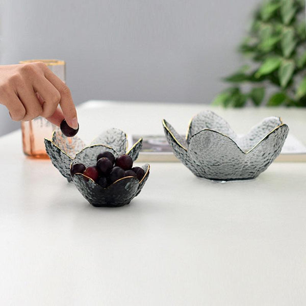 Flower Design Glass Bowls Fruit Home Decor