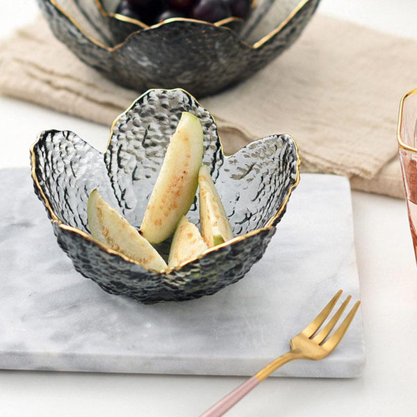 Flower Design Glass Bowls Fruit Decor Decorative Plates & Bowls
