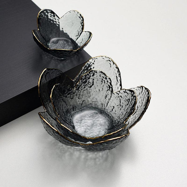 Flower Design Glass Bowls Fruit Home Decor