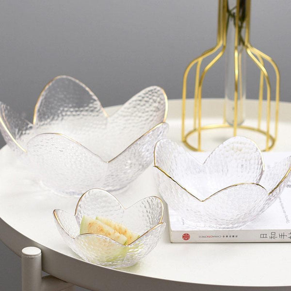 Flower Design Glass Bowls Fruit Decor Decorative Plates & Bowls