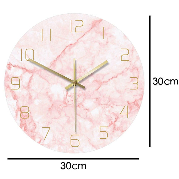 Pretty Pink Marble Print Round Wall Clock Nordic Decor Wall Clocks